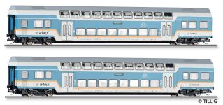 Tillig 01130 - TT - 2-tlg. Set Doppelstockwagen alex, DLB, Ep. VI